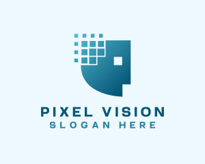 Artificial Intelligence Pixel Head logo design