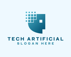 Artificial - Artificial Intelligence Pixel Head logo design