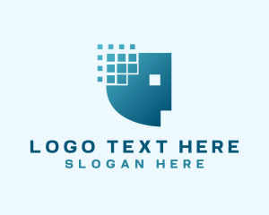 Learn - Artificial Intelligence Pixel Head logo design