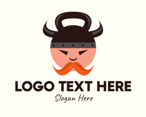 Moustache - Viking Kettlebell Man logo design
