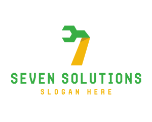 Seven - Wrench Spanner Number 7 logo design