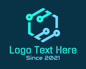 Networking - Hexagon Tech Circuit logo design