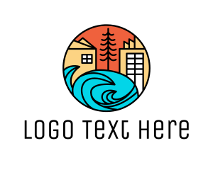 Seashore - Modern Wave City logo design