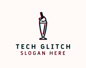 Glitch Milkshake Dessert  logo design