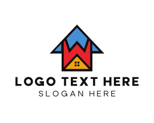 Land Developer - Colorful W House logo design