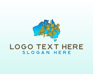 Map - Australia Golden Wattle logo design