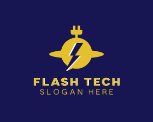 Flash - Electric Flash Energy Plug logo design