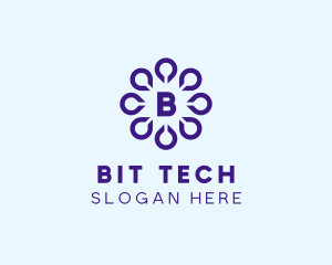 Digital Drop Flower Tech logo design