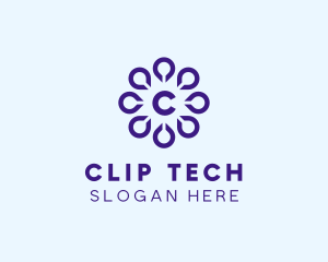 Digital Drop Flower Tech logo design