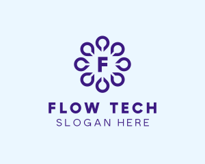 Digital Drop Flower Tech logo design