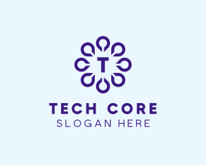 Digital Drop Flower Tech logo design