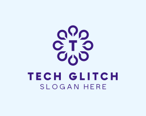 Digital Drop Flower Tech logo design