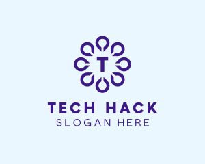 Digital Drop Flower Tech logo design