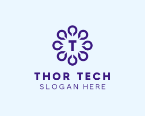 Digital Drop Flower Tech logo design