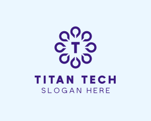 Digital Drop Flower Tech logo design