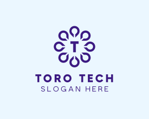 Digital Drop Flower Tech logo design