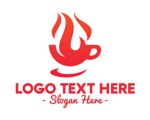 Coffee Shop - Red Flaming Cup logo design