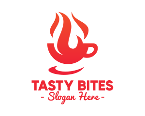 Coffee - Red Flaming Cup logo design