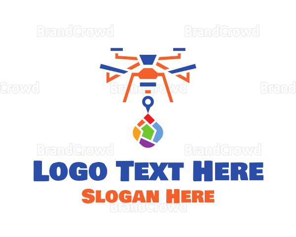 Colorful Drone Delivery Logo