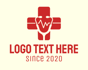 Med - Medical Doctor Stethoscope Red Cross logo design
