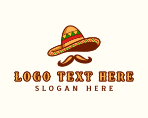 Mexican - Mexico Hat Mustache logo design