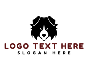 Dog Sitting - Cute Fluffy Dog Face logo design