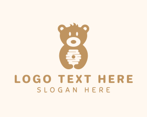 Beekeeper - Honey Bear Beehive logo design