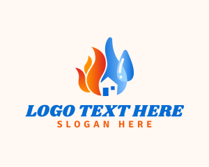 Temperature - House Droplet Coolant logo design