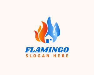 Burning - House Droplet Coolant logo design