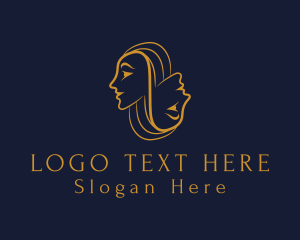 Human - Gold Woman Beauty Salon logo design
