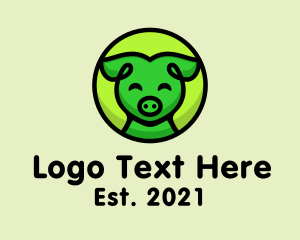 Pig - Green Happy Pig logo design