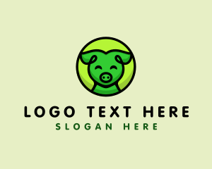 Illustration - Happy Pig  Animal logo design