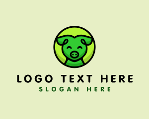 Pork - Happy Pig  Animal logo design