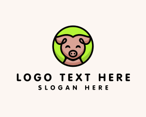 Happy Pig  Animal logo design