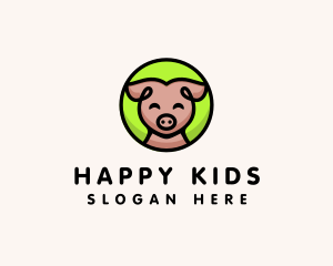 Happy Pig  Animal logo design