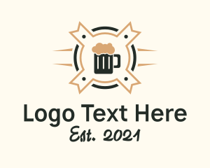 Beer Mug Ribbon Badge logo design