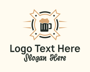 Beer Mug Ribbon Badge Logo