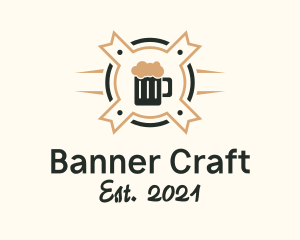 Beer Mug Ribbon Badge logo design