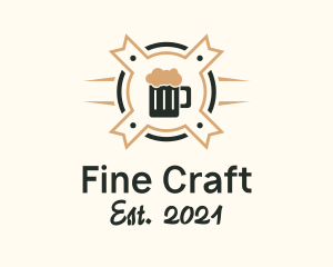 Beer Mug Ribbon Badge logo design