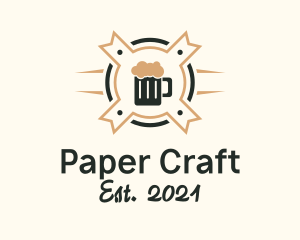 Beer Mug Ribbon Badge logo design