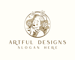 Floral Beauty Woman logo design