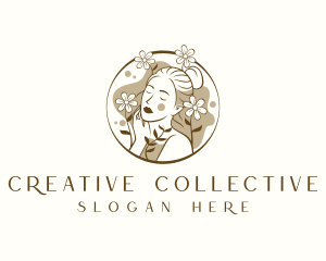 Floral Beauty Woman logo design