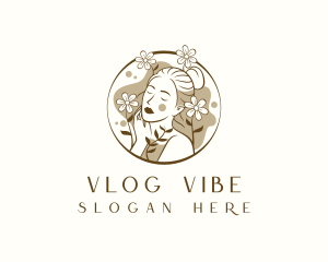 Vlogging - Floral Beauty Woman logo design