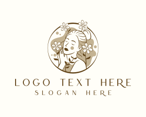 Vlogging - Floral Beauty Woman logo design