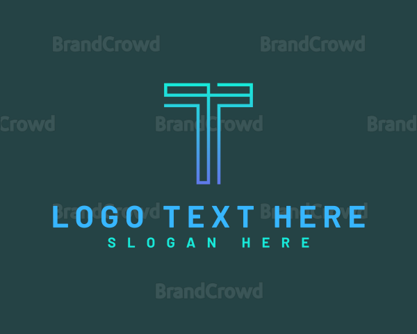 Modern Geometric Line Letter T Logo