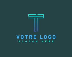 Modern Geometric Line Letter T Logo