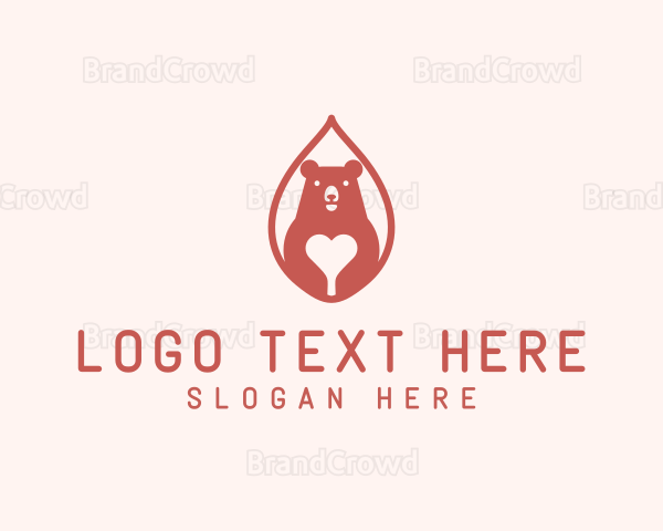 Heart Bear Animal Logo