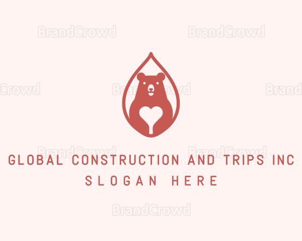 Heart Bear Animal Logo