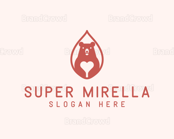 Heart Bear Animal Logo