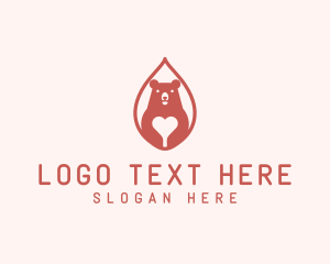 Valentine - Heart Bear Animal logo design